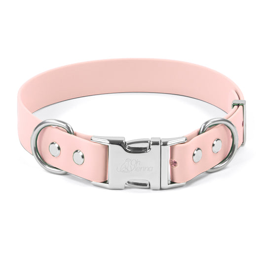 Oh Vienna Pink waterproof dog collar with metal quick release buckle